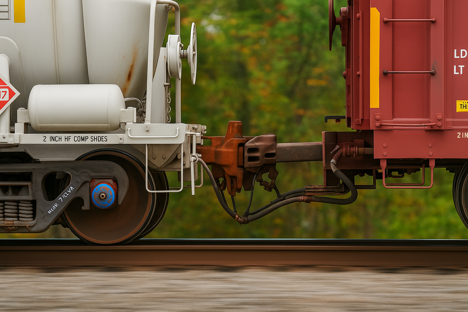 ilustrasi coupling agent Visual illustration of Coupling Agent concept: two connected train cars symbolizing how the additive bonds recycled plastic materials for stronger and more uniform performance.